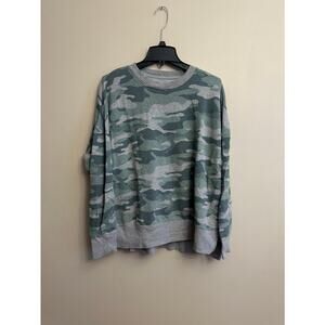 Time and Tru Camo Crewneck Sweatshirt XXL Green Gray